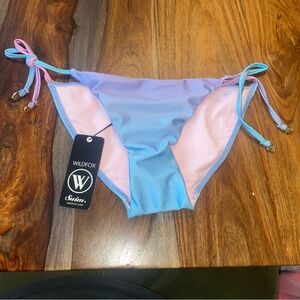 NWT Wildfox Swim Bikini Bottoms Cotton Candy Side Tie Swimsuit Purple Blue Pink
